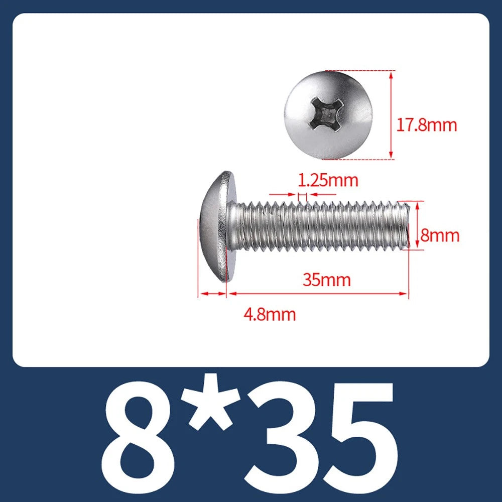M4-M8 Phillips Truss Head Machine Screw Large Flat Head Screws Stainless Steel