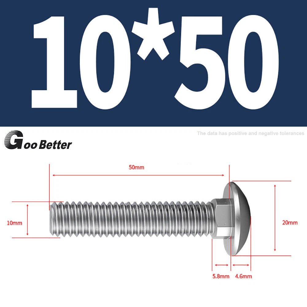 M4–M12 Carriage Bolts A2 Stainless Steel | Cup Square Neck Screws