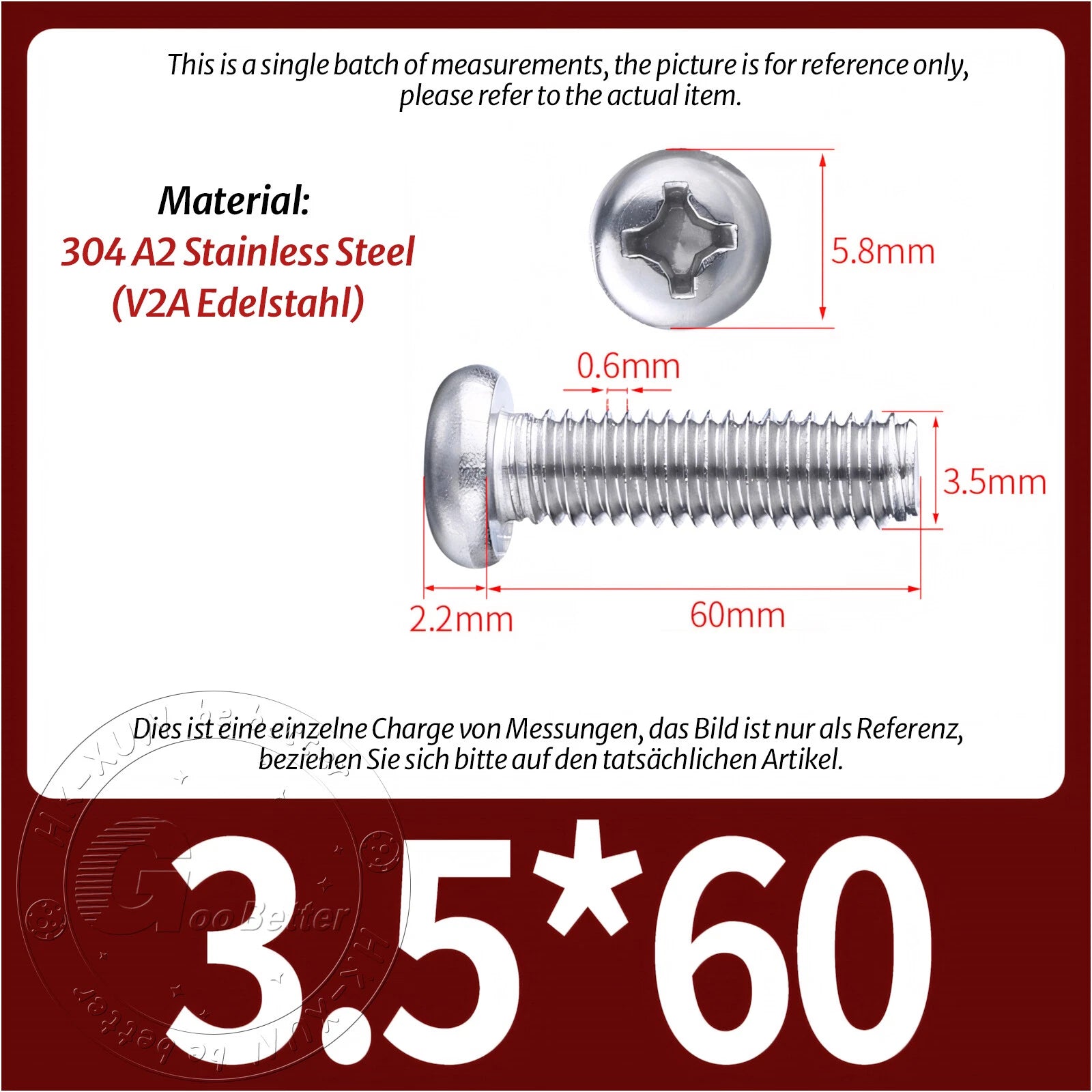 M3 M3.5 Phillips Pan Head Machine Screws – A2 Stainless Steel DIN 7985H (3–180mm Lengths)