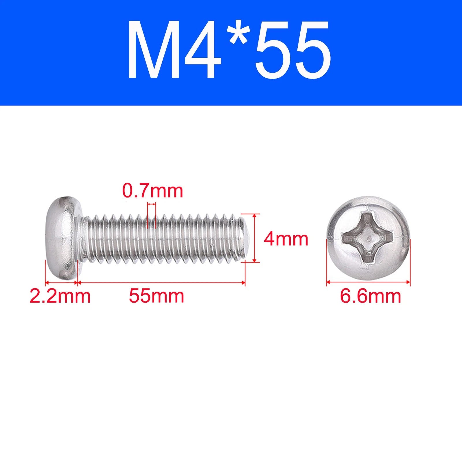 M3 M3.5 M4 M5 A2 Stainless Steel Pozi Pan Head Machine Screws DIN 7985