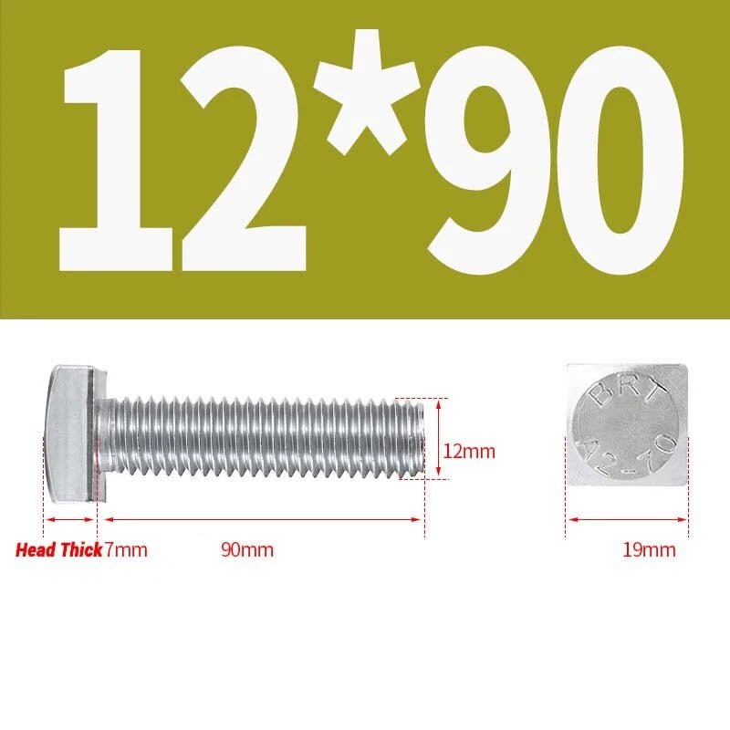 Square Head Bolts M4 M5 M6 M8 M10 M12 — A2 304 Stainless Steel, Multiple Lengths - HomeDIYer