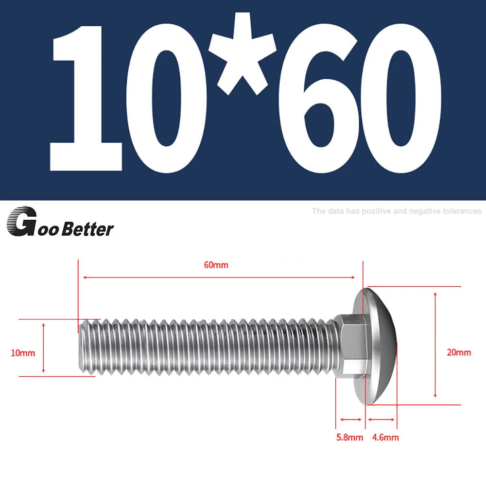 M4–M12 Carriage Bolts A2 Stainless Steel | Cup Square Neck Screws