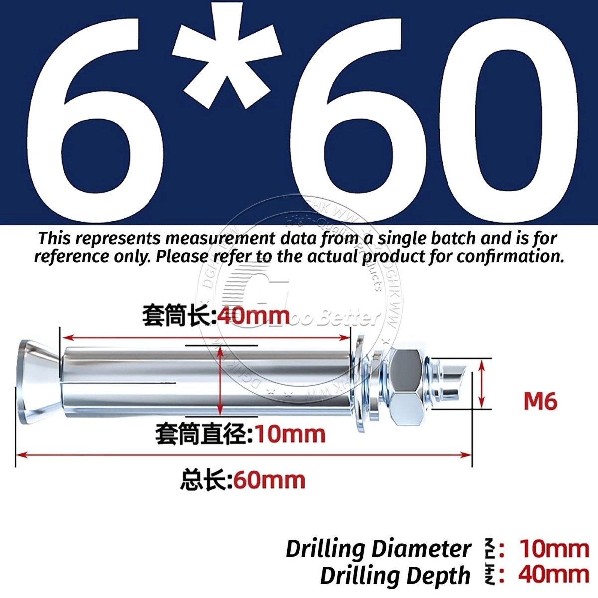 Concrete Expansion Anchor Bolts M6–M20, Extra Long Masonry Wall Screws – Iron Blue White Zinc / Iron - colour Zinc - HomeDIYer