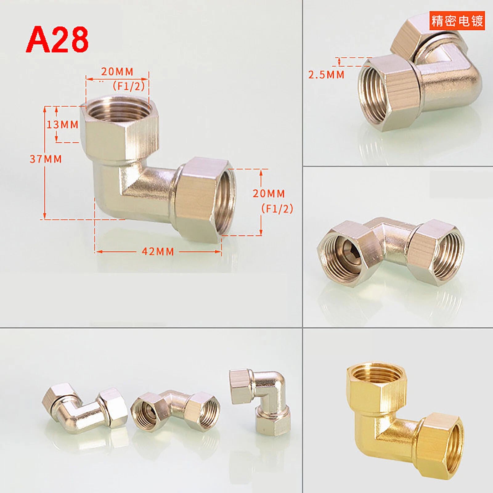 BSP 1/2" Brass Compression Pipe Fittings — Union, Elbow & Tee Connector