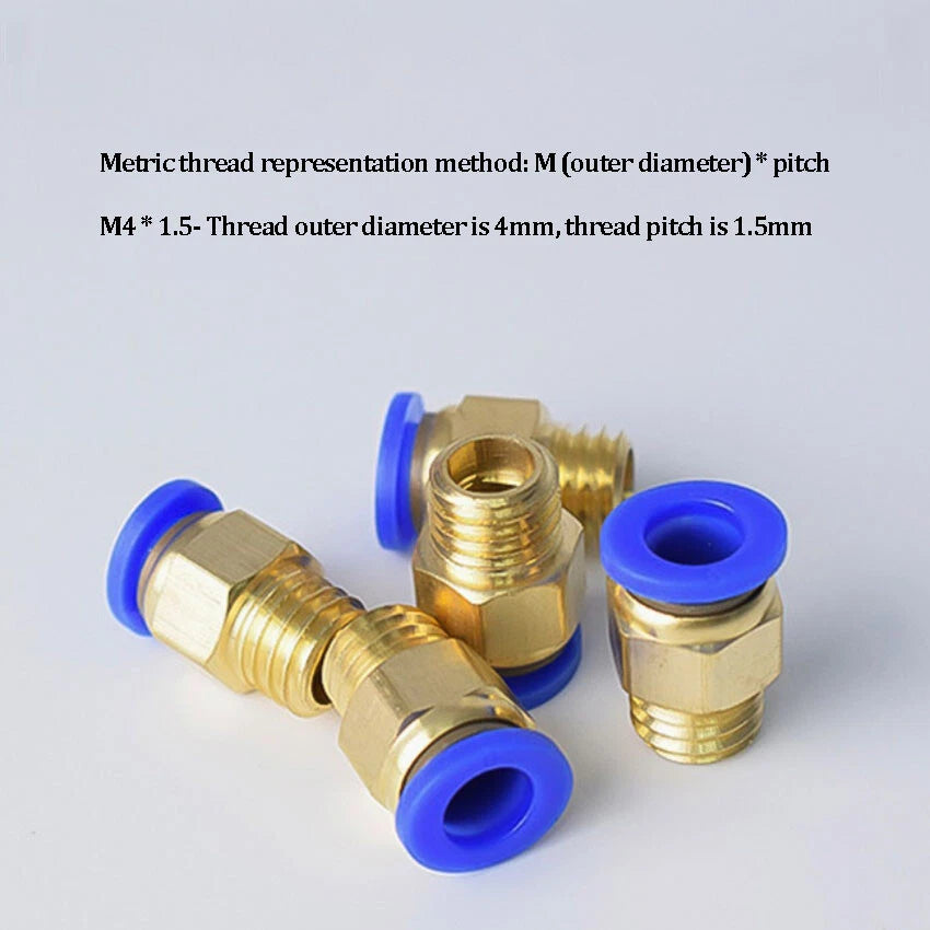 Male Stud Push-to-Connect Brass Fitting | BSPT & Metric Thread | 4mm–12mm Tube OD
