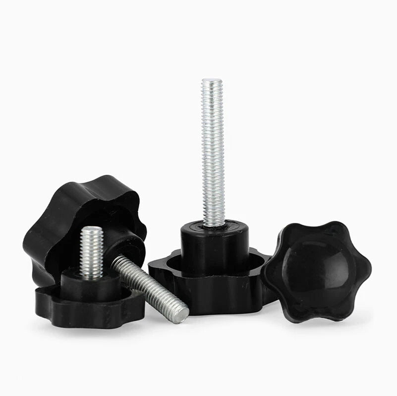 M8 Plastic Black Thumb Screw Male Thread Star Knob Grip Hand Tightening Screws