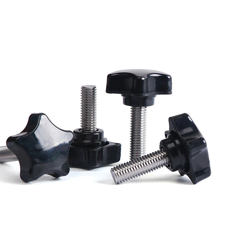 Plastic Black Thumb Screw M5 M6 Male Thread Pentagram Star Knob Grip Hand Screws