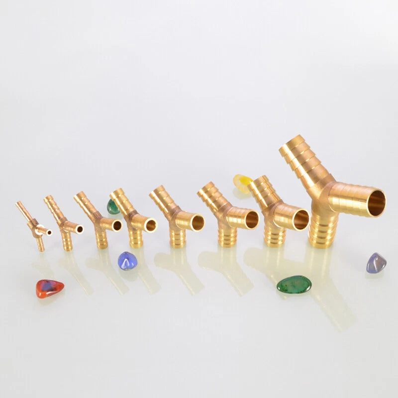 Brass Y-Piece 3-Way Reducer Joiner — Air Gas Fuel Water Pipe Fitting OD 4mm–19mm