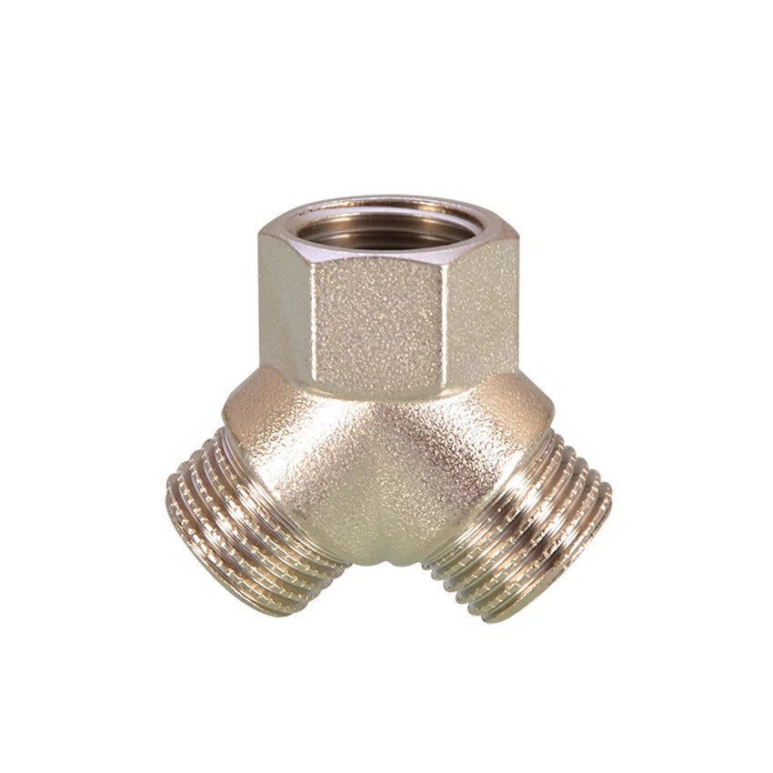Brass BSP 1/2" Y-Type 3-Way Pipe Fitting — Female & Male Thread Connector Adapter