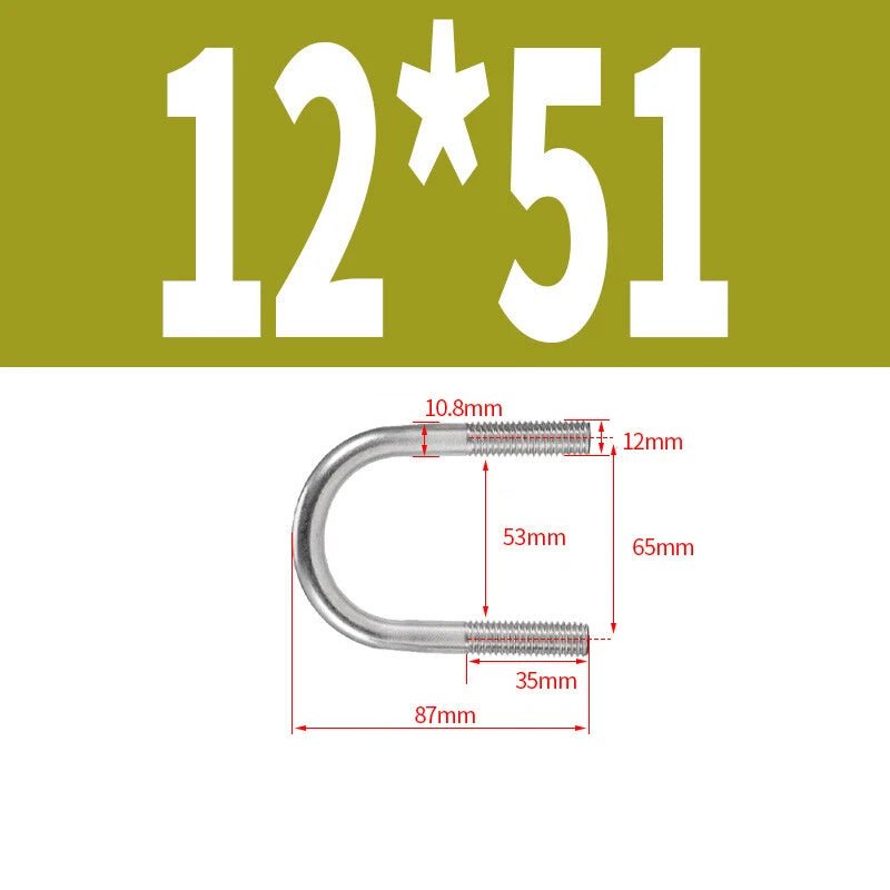 M12 Round Bend U - Bolt – A2 Stainless Steel, 42mm to 328mm - HomeDIYer