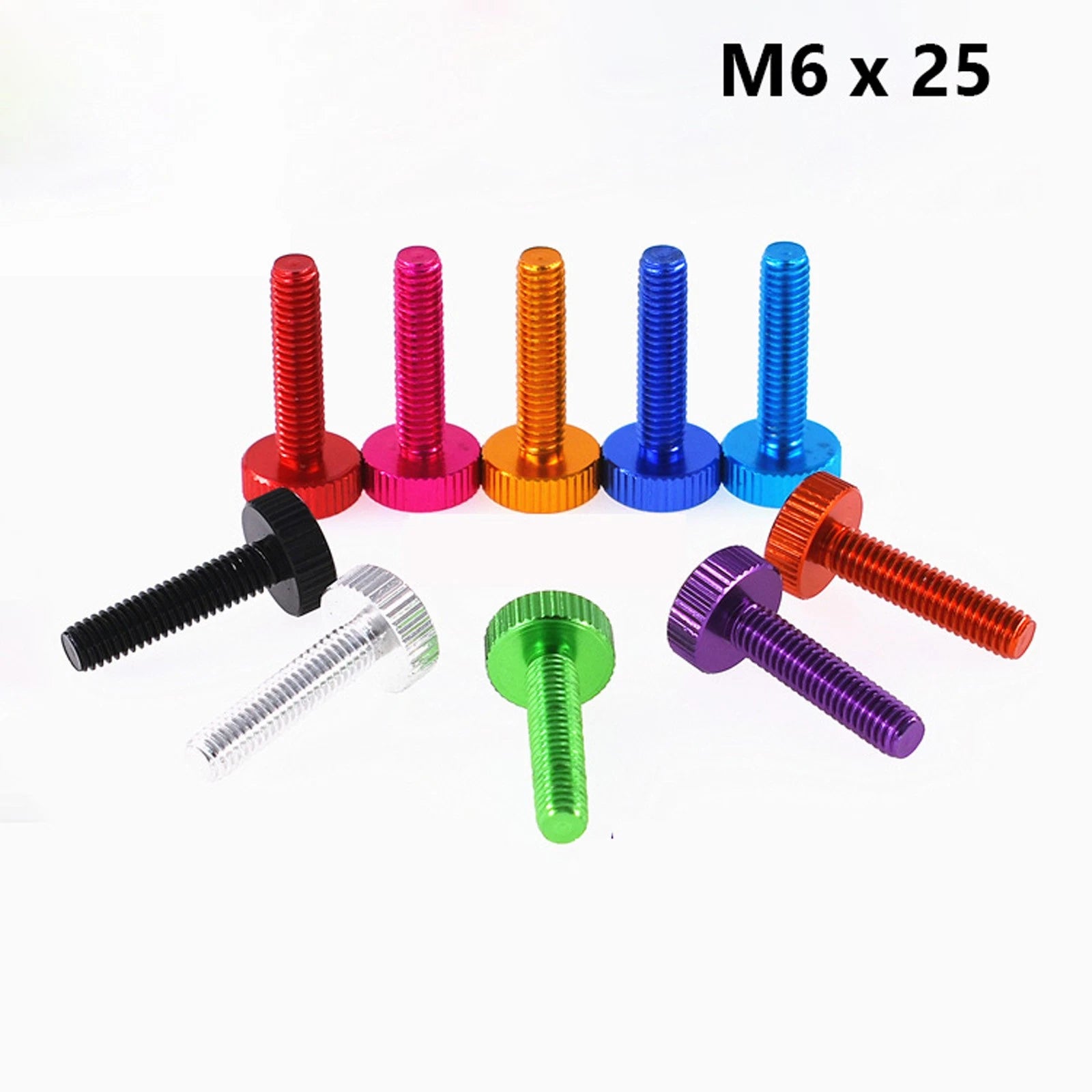 nurled Thumb Screws M6 x 25mm Aluminum Alloy DIY Hand Tighten Grip Knob Bolts
