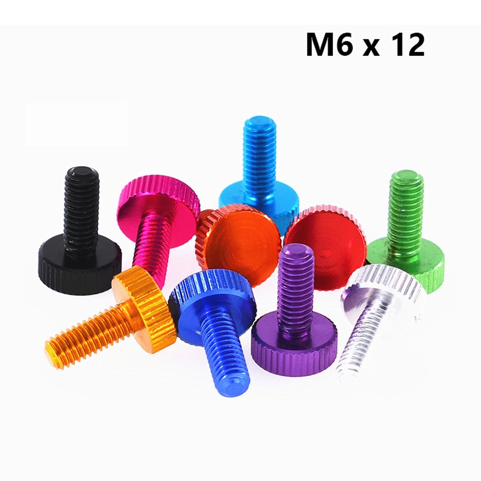Knurled Thumb Screws M6 x 12mm Aluminum Alloy DIY Hand Tighten Grip Knob Bolts