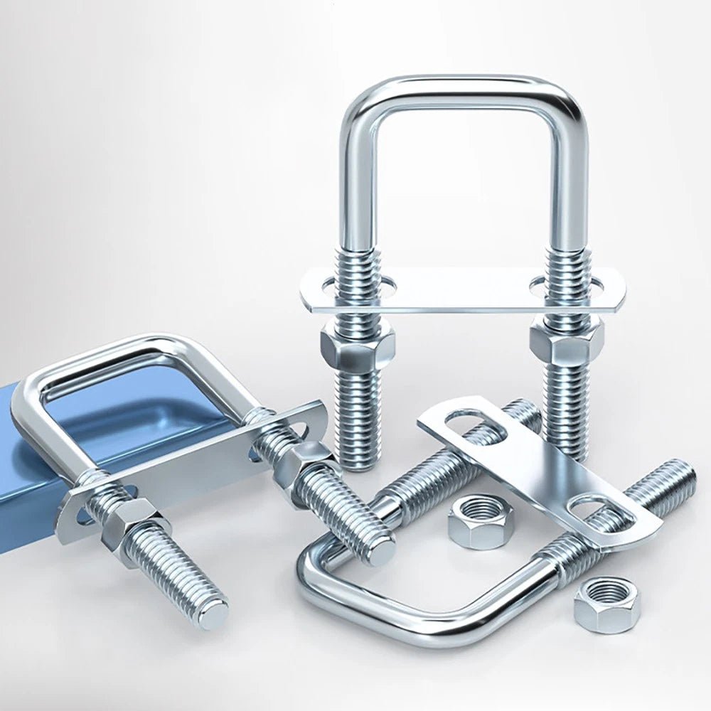 Square U - Bolts with Plate and Nuts – M6 M8 M10 M12 Zinc Plated, Trailer & Pipe Clamp Fasteners - HomeDIYer