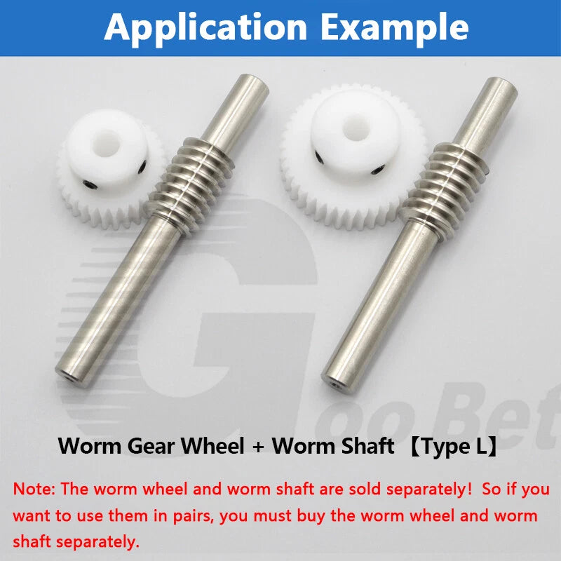 Worm Gear Wheel Module 0.8 POM Plastic 20 - 60 Tooth Worm Shaft Stainless Steel