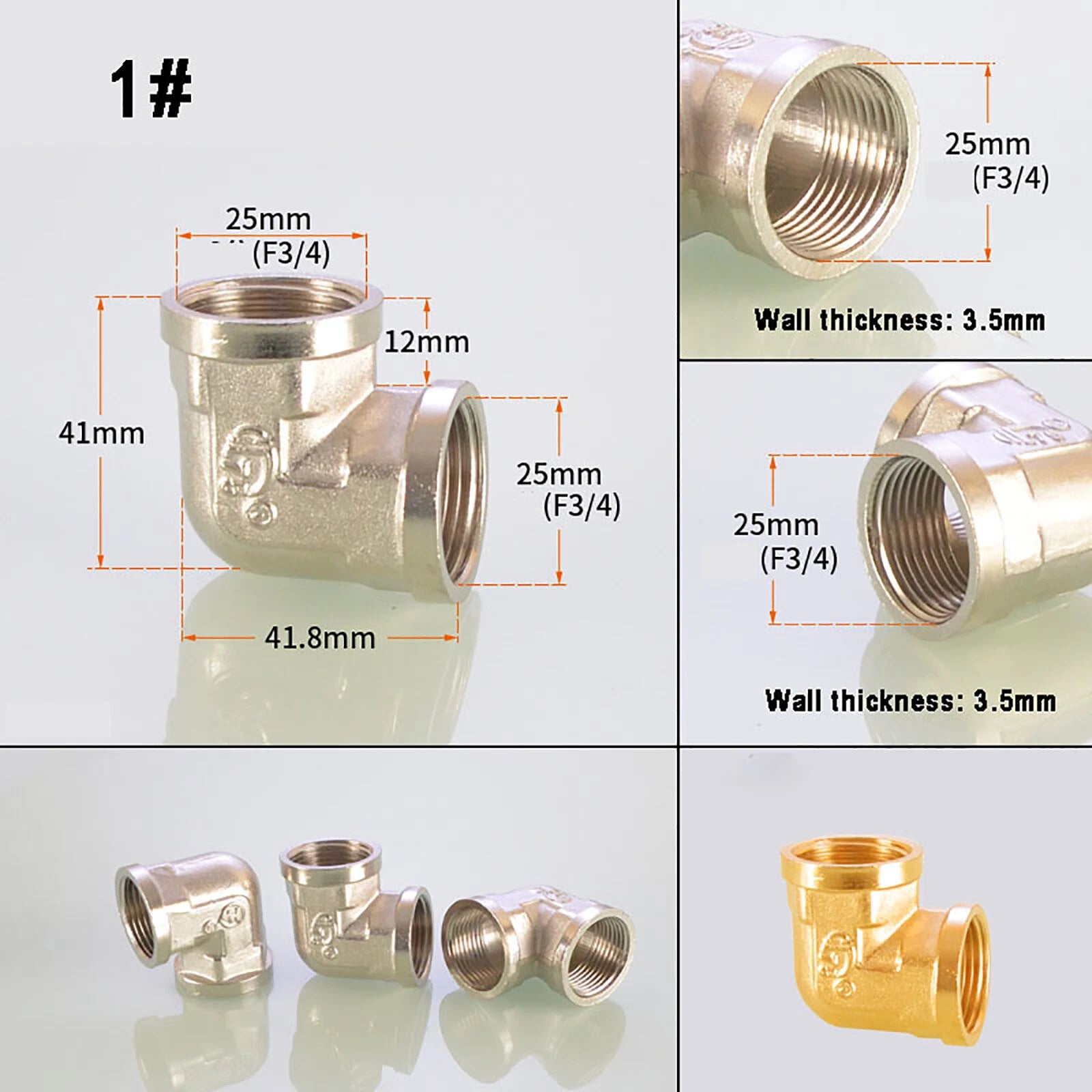 3/4" Nickel-Plated Brass Pipe Fittings — Elbow, Tee, Straight, Plug & Bush