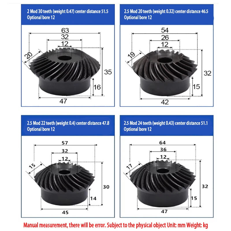 1 Set 1/1.5/2/2.5/3/4/5/6 Mod Umbrella Spiral Bevel Gear Helical 90° 45# steel