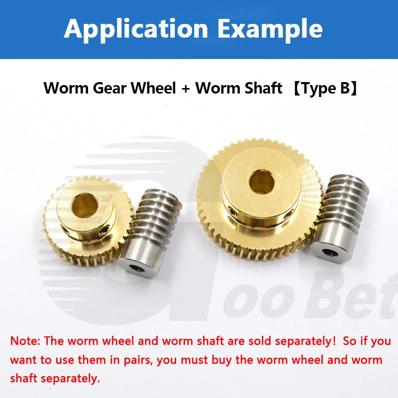 Mod 0.5 Worm Gear Wheel Brass 20-60 Tooth Worm Shaft Steel C45-Stainless Steel
