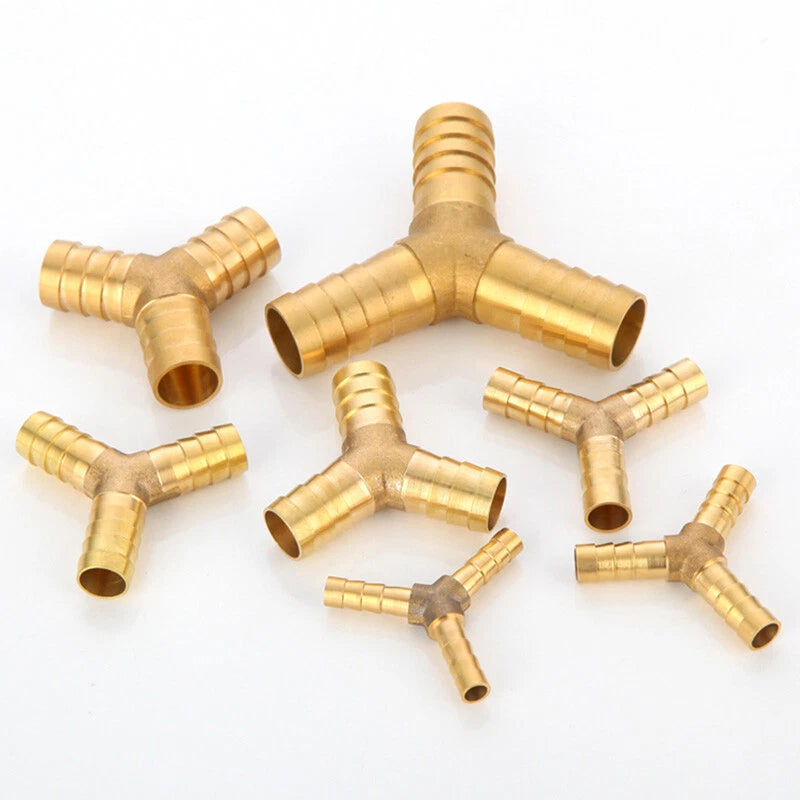 Brass Hose Tail Fittings – Barb Connector Straight Tee Y-Shape 90° Elbow Cross | Air Water Pipe Adapter