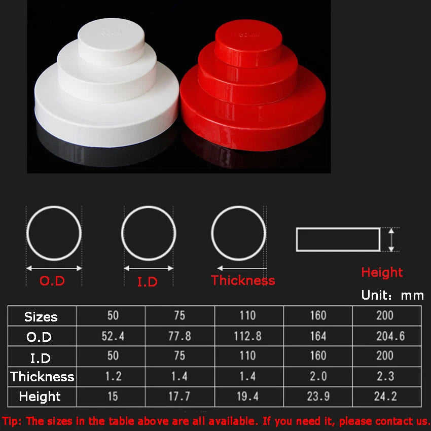 1pcs 50-75-110mm PVC Drainage Pipe Plain End Cap Pipe Fittings Plugging Caps