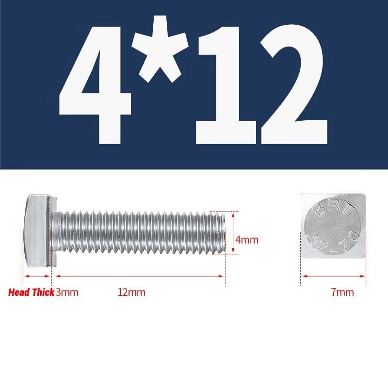 Square Head Bolts M4 M5 M6 M8 M10 M12 — A2 304 Stainless Steel, Multiple Lengths - HomeDIYer
