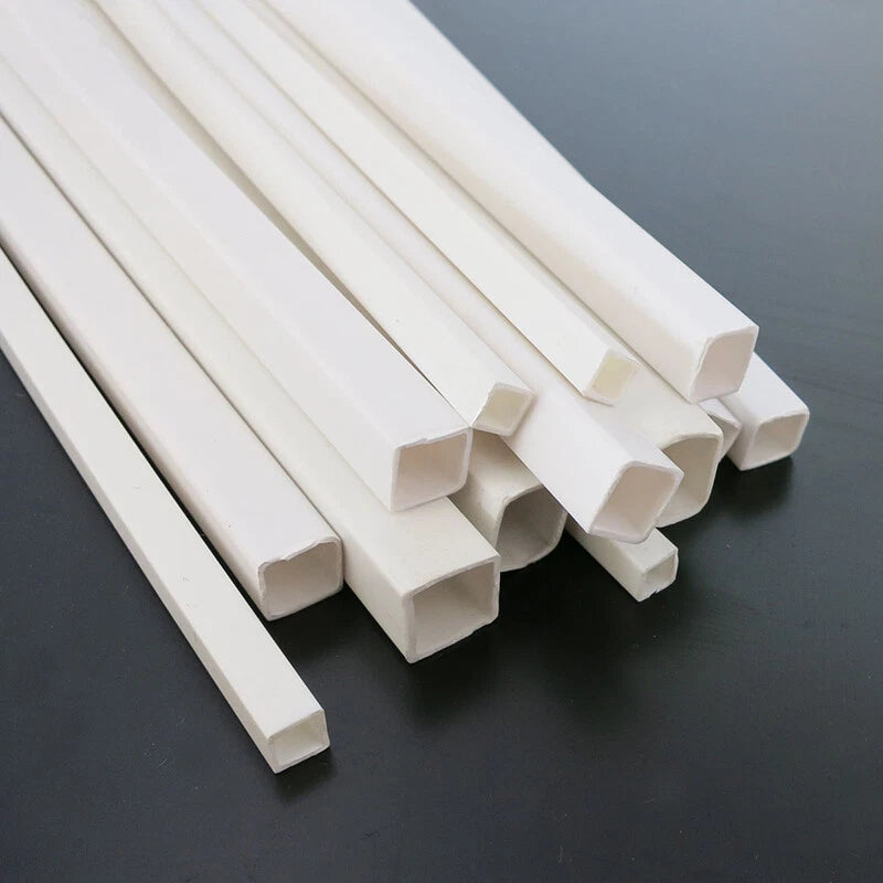 ABS White Square Tube Pipe 250mm — Plastic Styrene for Scale Models & DIY Crafts