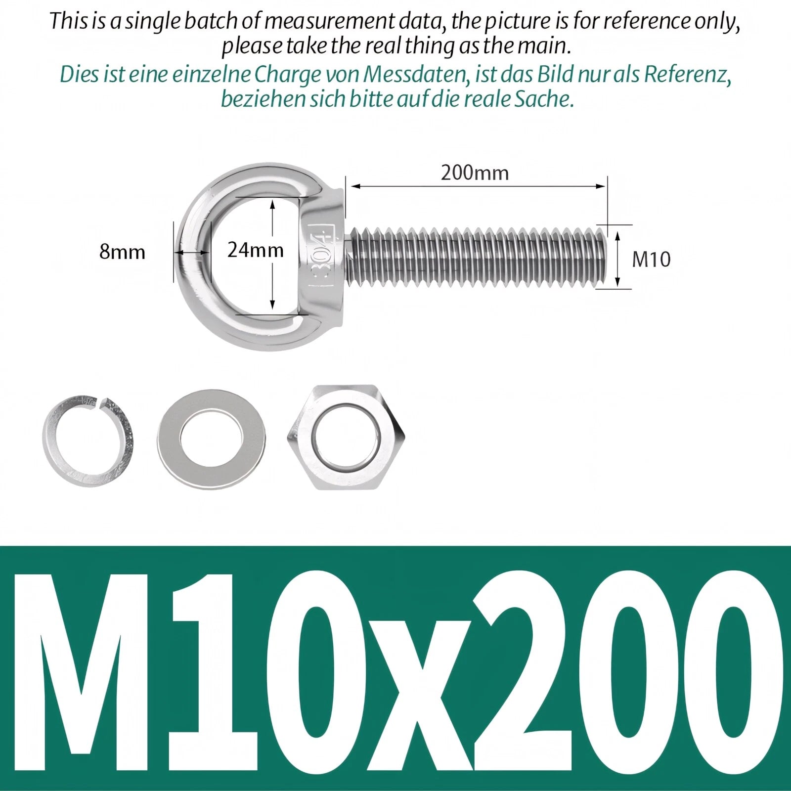 M3 M4 M5 - M20 Eye Bolts Kit Screws Nut Washer Long Boat Stainless Steel A2 304