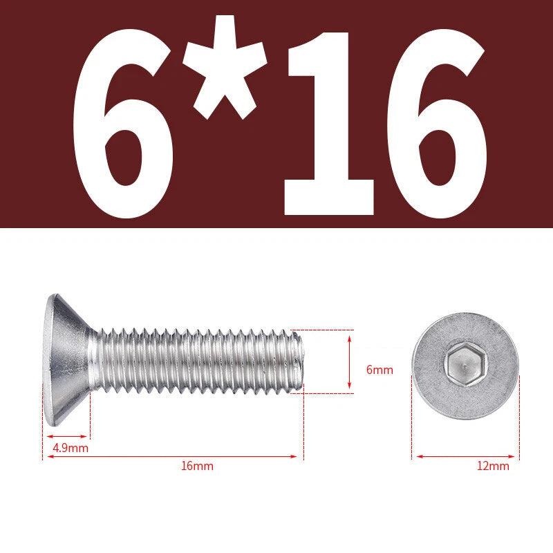 Allen Countersunk Head Screws V4A Steel Hexagon Socket Flat Head Machine Screw