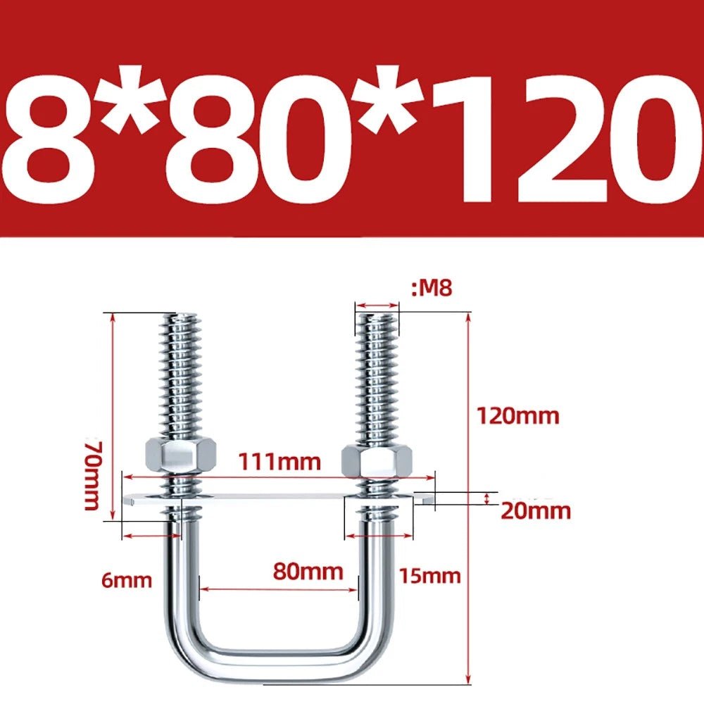 Square U - Bolts with Plate and Nuts – M6 M8 M10 M12 Zinc Plated, Trailer & Pipe Clamp Fasteners - HomeDIYer