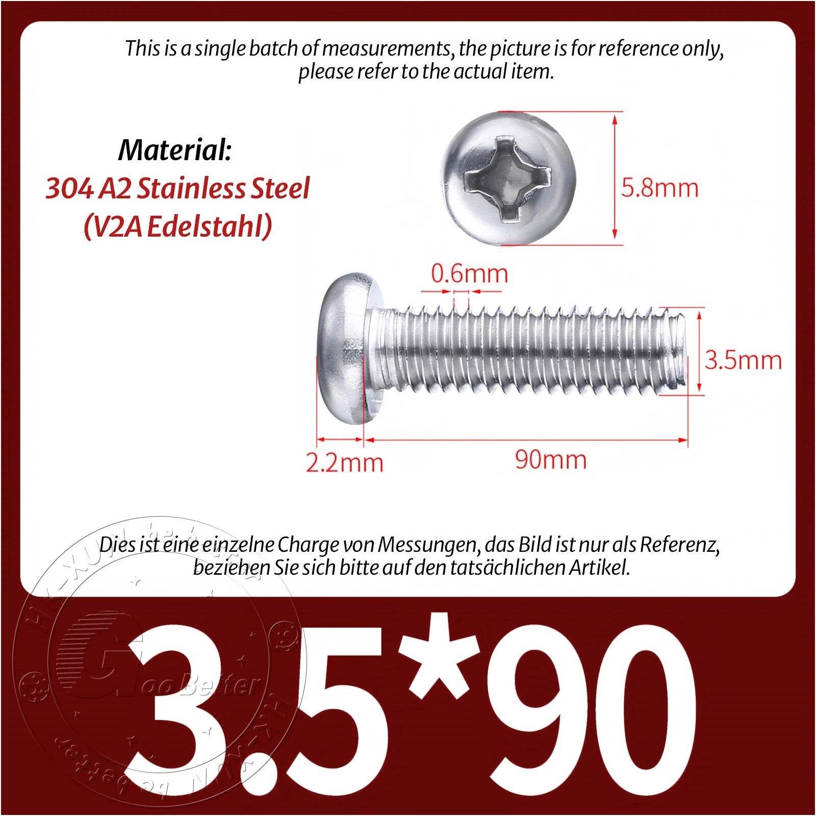 M3 M3.5 Phillips Pan Head Machine Screws – A2 Stainless Steel DIN 7985H (3–180mm Lengths)