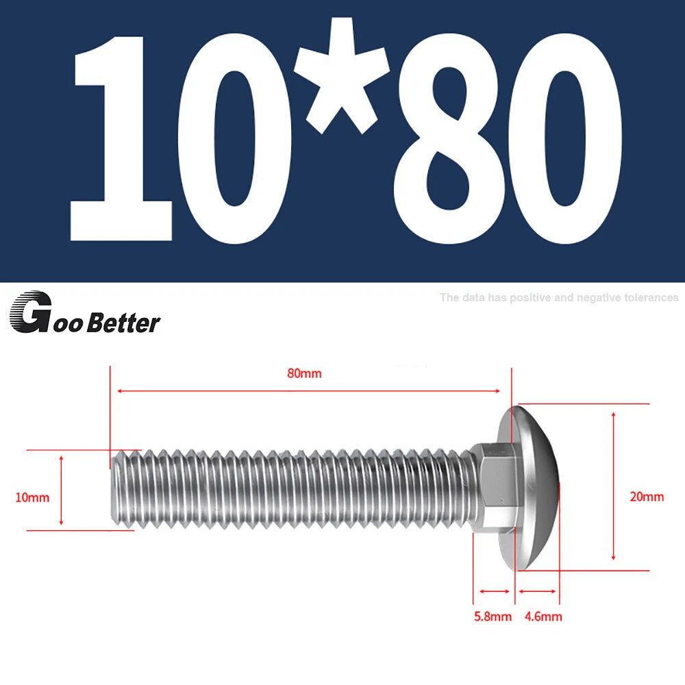 M4–M12 Carriage Bolts A2 Stainless Steel | Cup Square Neck Screws