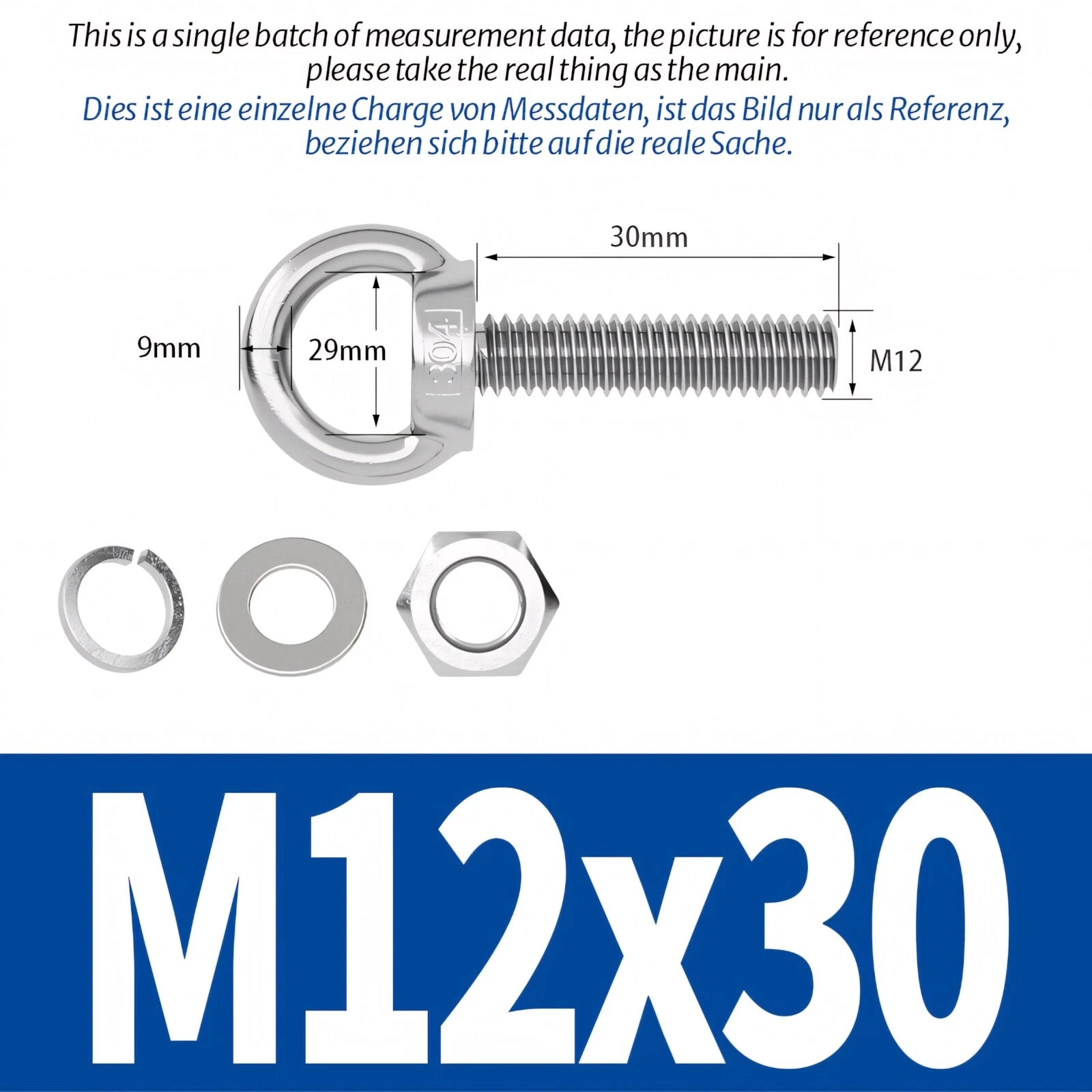 M3 M4 M5 - M20 Eye Bolts Kit Screws Nut Washer Long Boat Stainless Steel A2 304