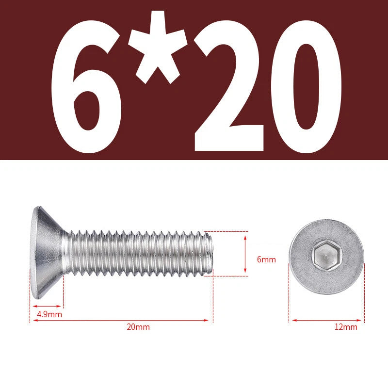 Allen Countersunk Head Screws V4A Steel Hexagon Socket Flat Head Machine Screw
