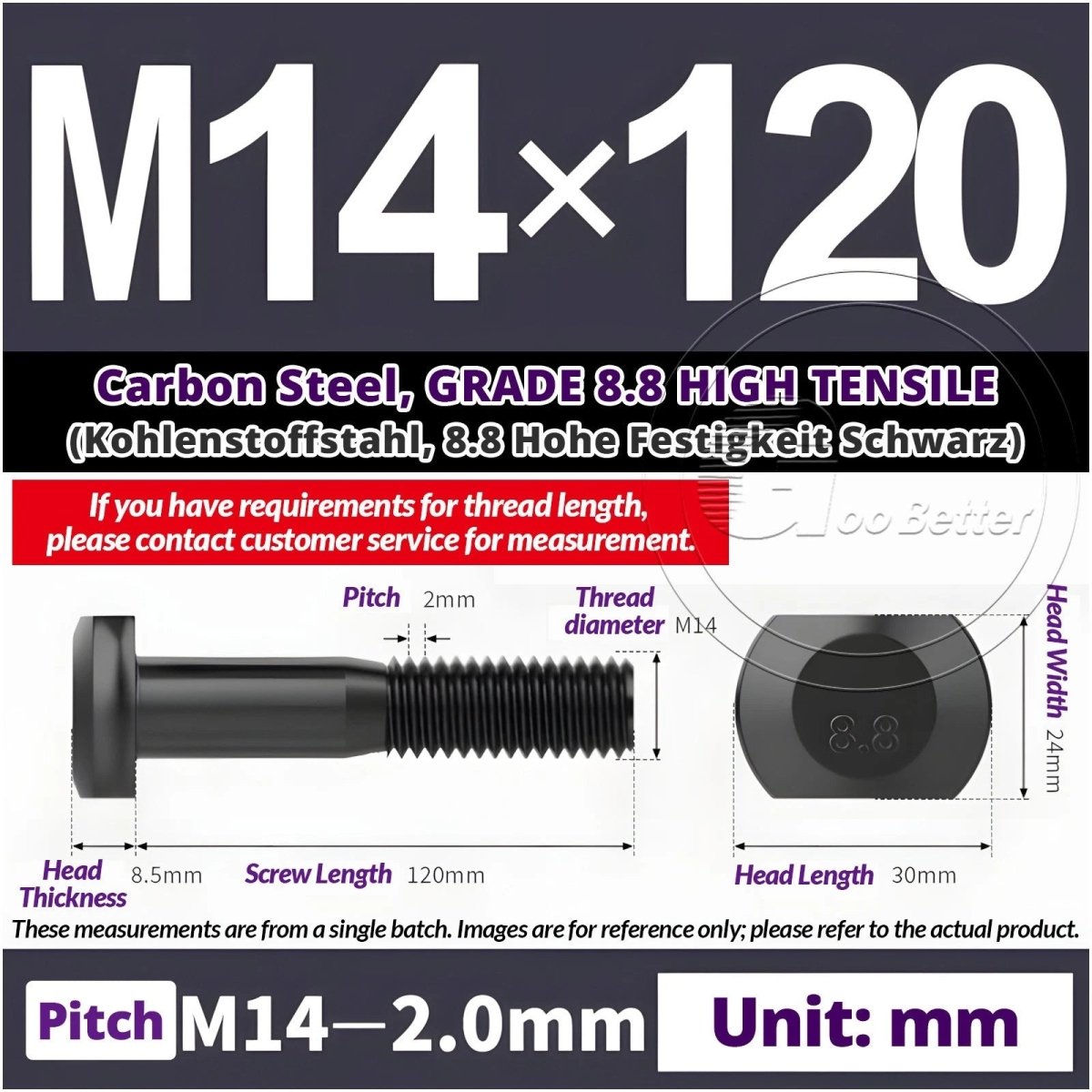 T - Slot Bolts M6 to M20 | Grade 8.8 High Tensile | T - Track Bolts 16mm–500mm - HomeDIYer