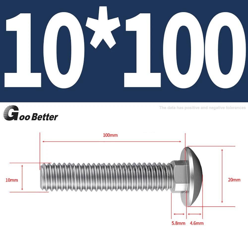 M4–M12 Carriage Bolts A2 Stainless Steel | Cup Square Neck Screws