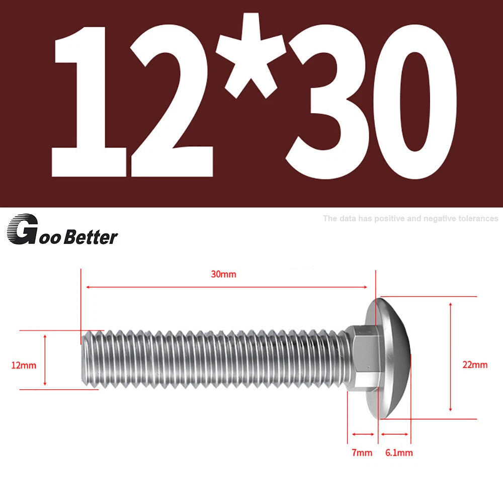 M4–M12 Carriage Bolts A2 Stainless Steel | Cup Square Neck Screws