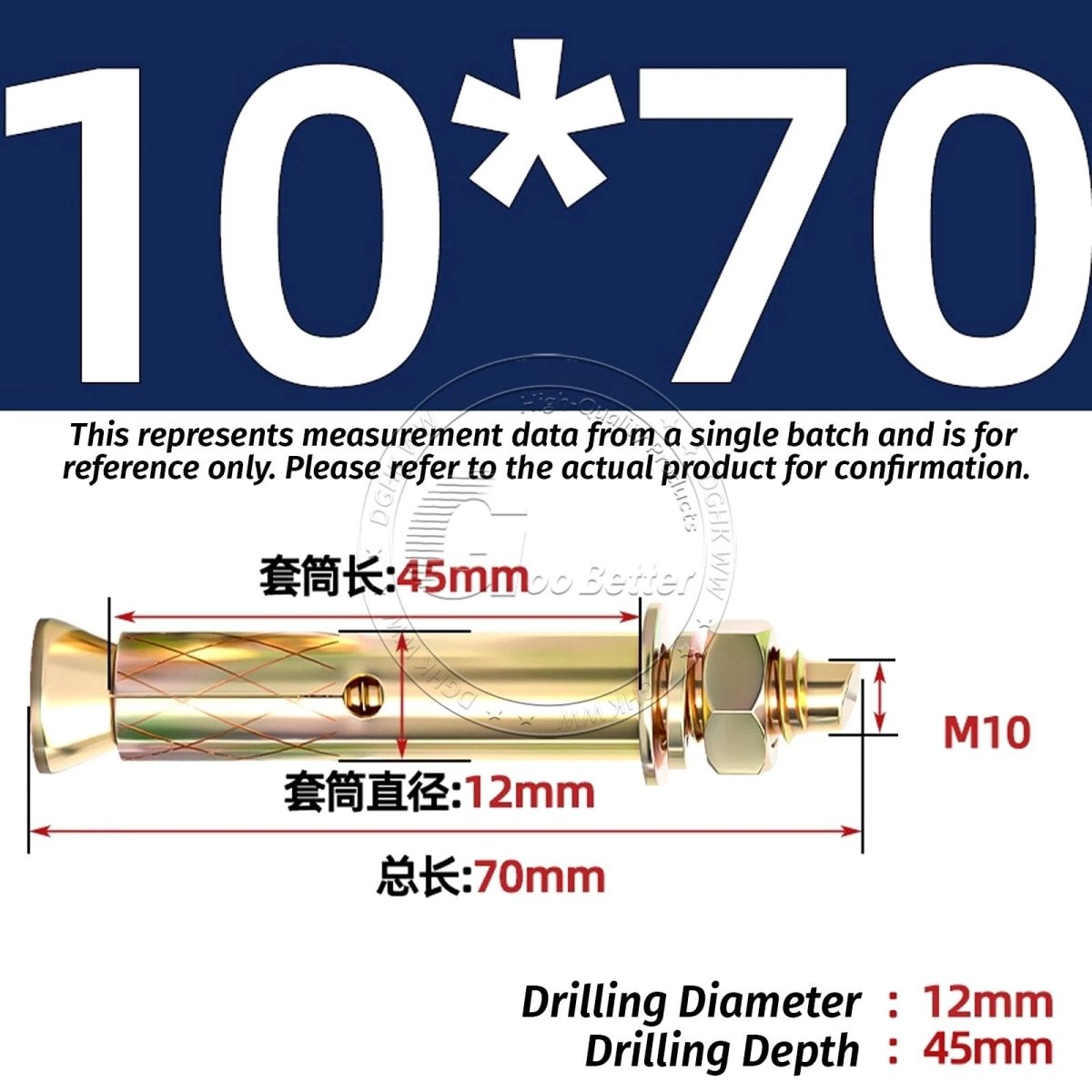 Concrete Expansion Anchor Bolts M6–M20, Extra Long Masonry Wall Screws – Iron Blue White Zinc / Iron - colour Zinc - HomeDIYer