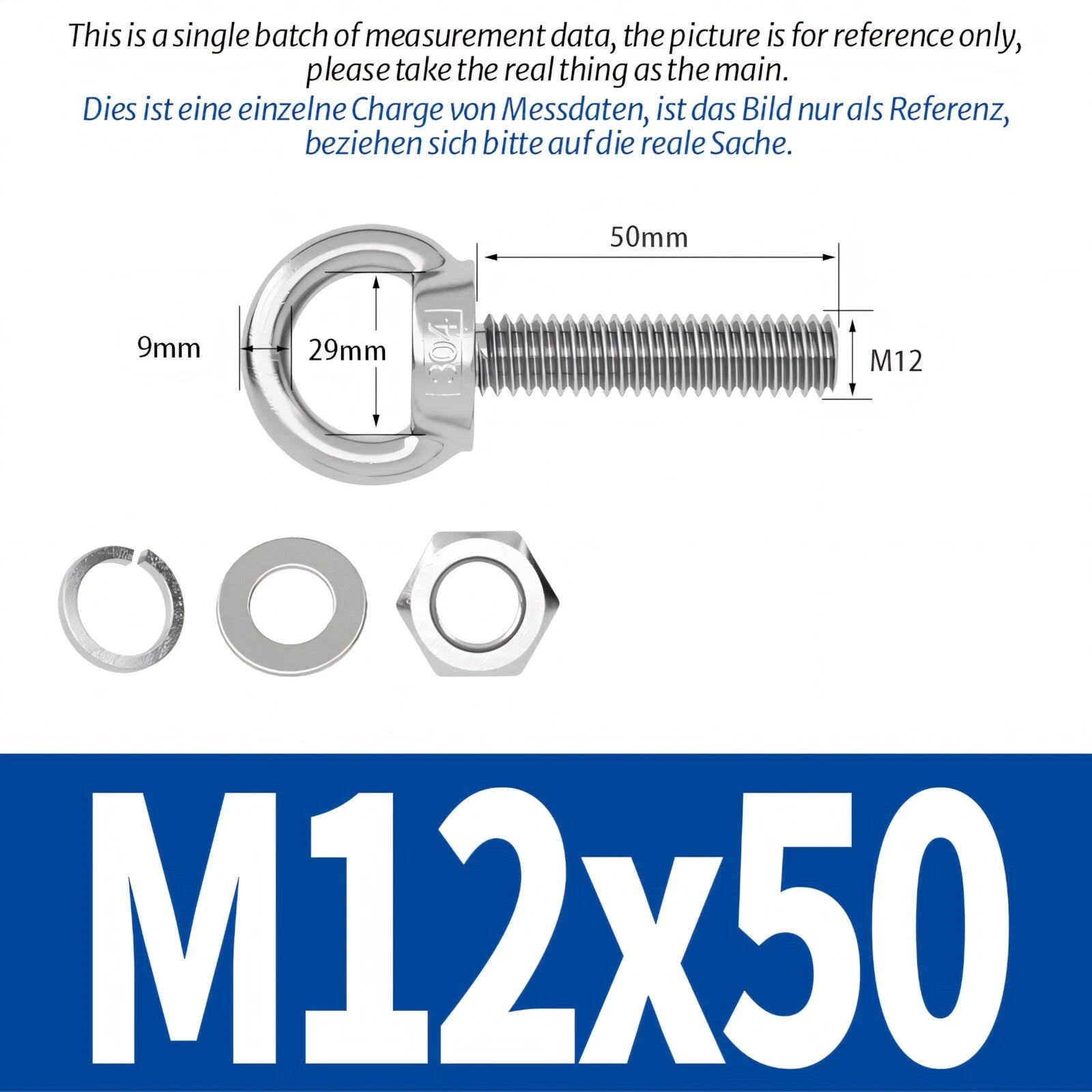 M3 M4 M5 - M20 Eye Bolts Kit Screws Nut Washer Long Boat Stainless Steel A2 304