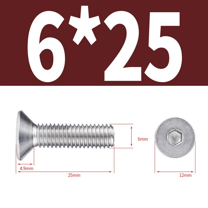 Allen Countersunk Head Screws V4A Steel Hexagon Socket Flat Head Machine Screw
