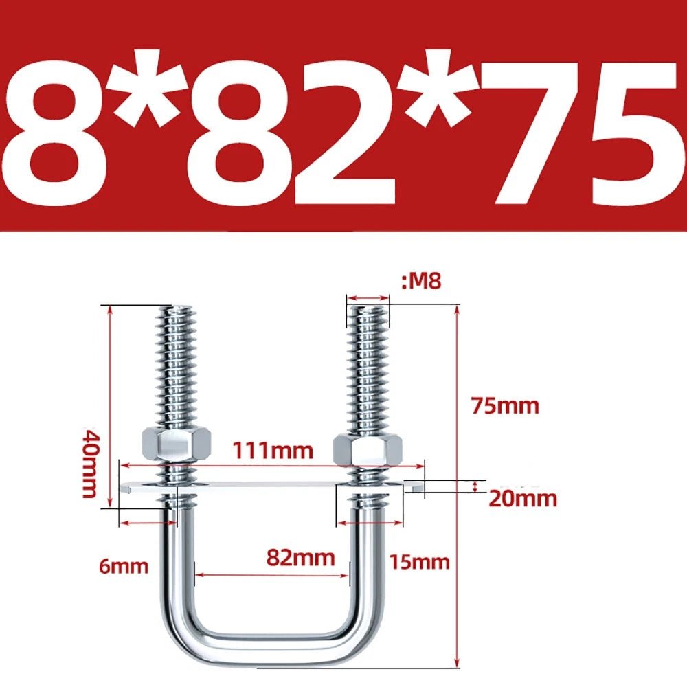 Square U - Bolts with Plate and Nuts – M6 M8 M10 M12 Zinc Plated, Trailer & Pipe Clamp Fasteners - HomeDIYer