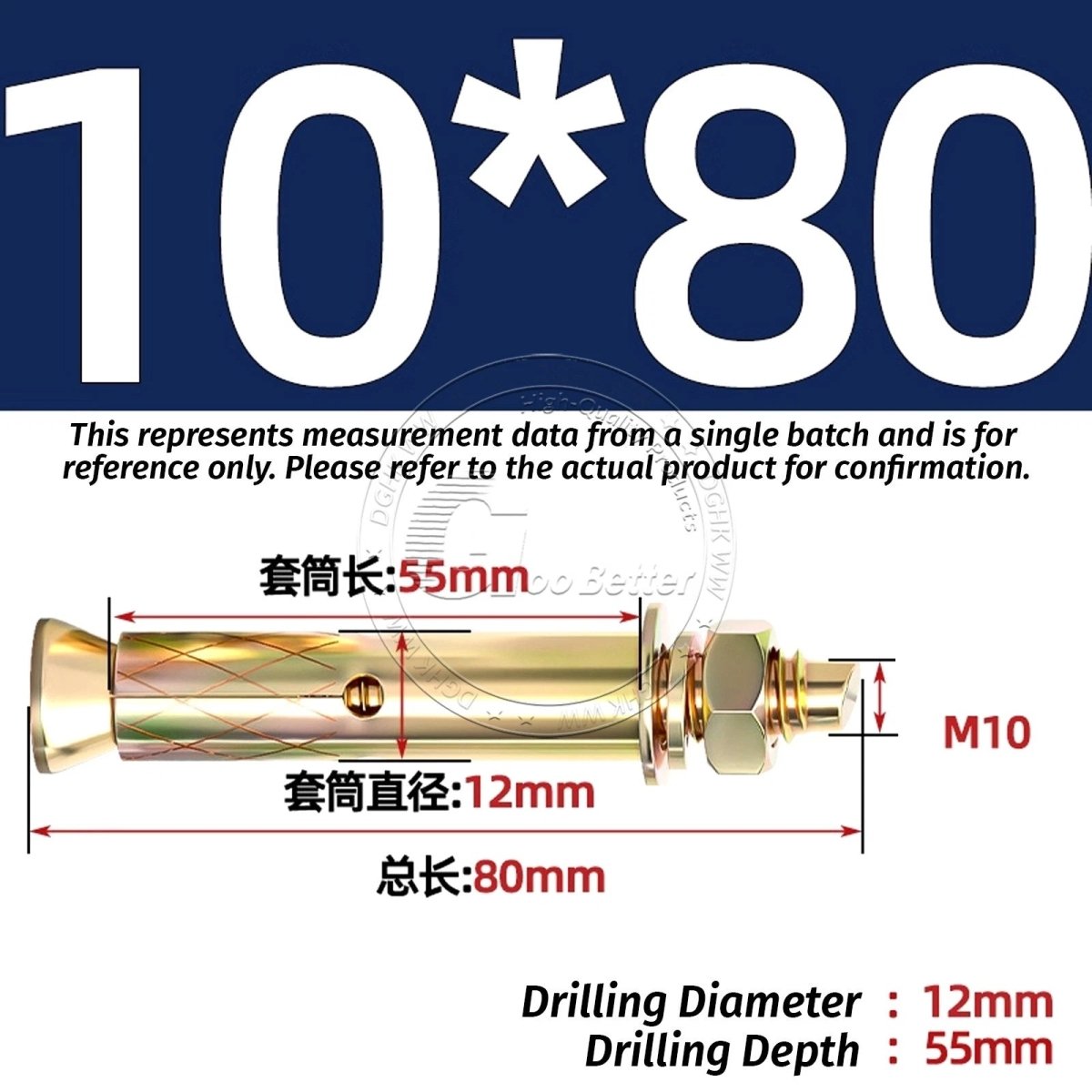 Concrete Expansion Anchor Bolts M6–M20, Extra Long Masonry Wall Screws – Iron Blue White Zinc / Iron - colour Zinc - HomeDIYer