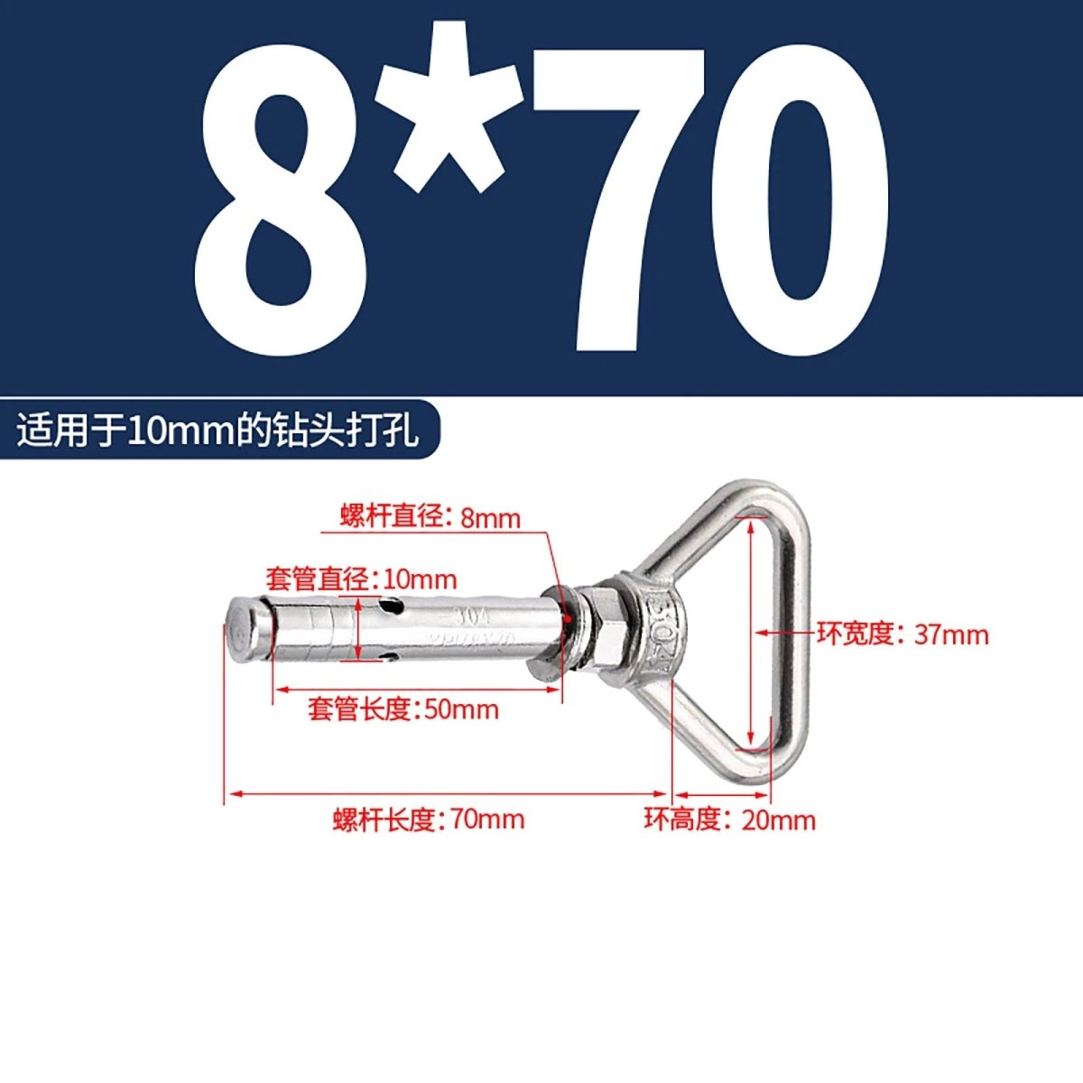 Heavy Duty Eye Bolt Shield Anchor Expansion Bolts — Closed Hook, Eye & Triangular Head - HomeDIYer