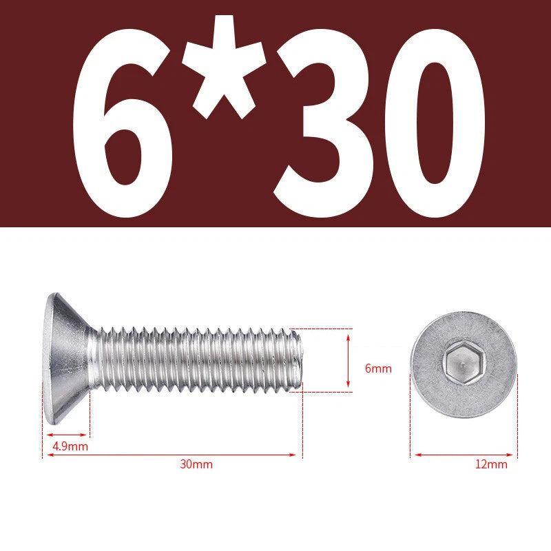 Allen Countersunk Head Screws V4A Steel Hexagon Socket Flat Head Machine Screw