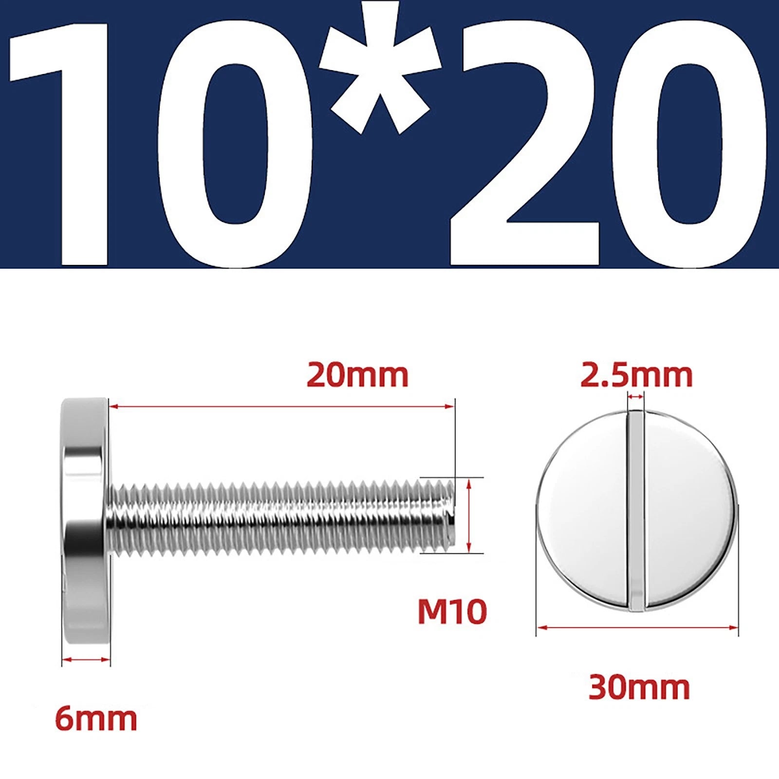A2 Stainless Steel Slotted Large Head Machine Screws — Wide Pan Bolt DIN 921 | M2–M10