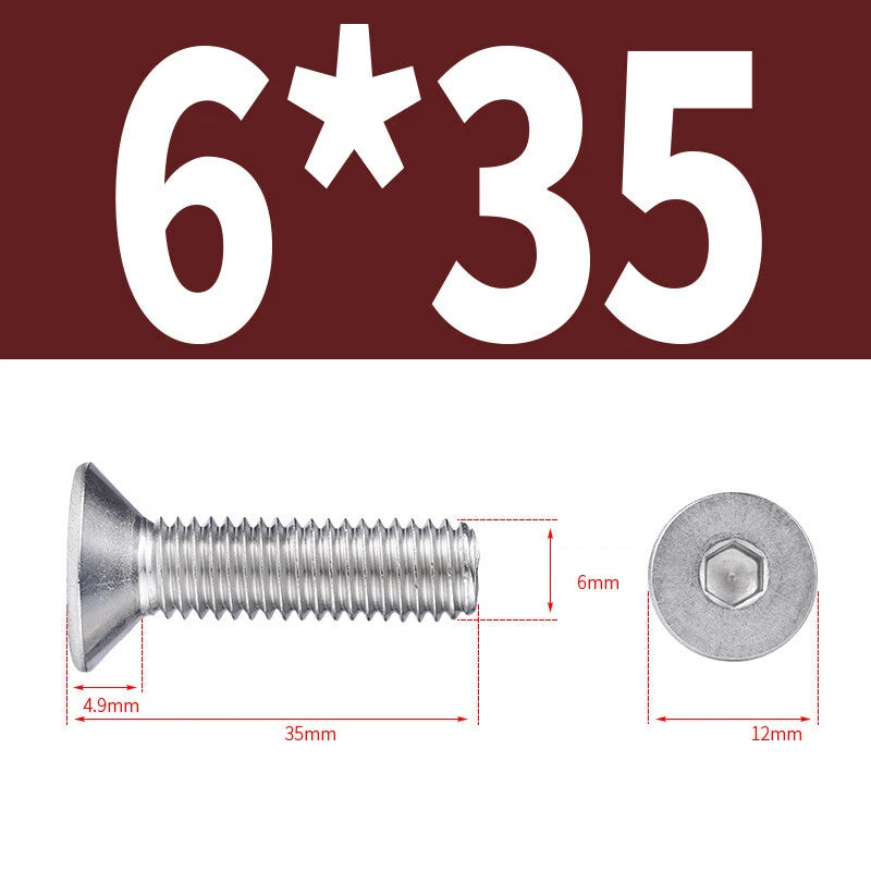 Allen Countersunk Head Screws V4A Steel Hexagon Socket Flat Head Machine Screw