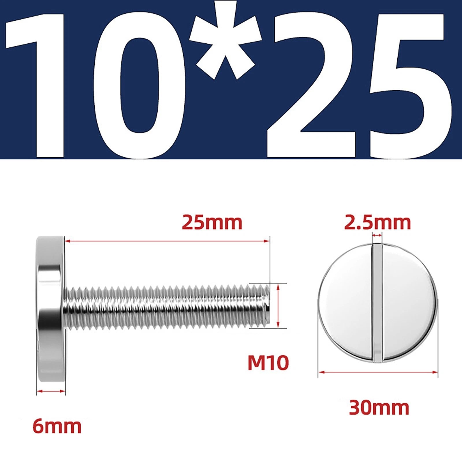 A2 Stainless Steel Slotted Large Head Machine Screws — Wide Pan Bolt DIN 921 | M2–M10