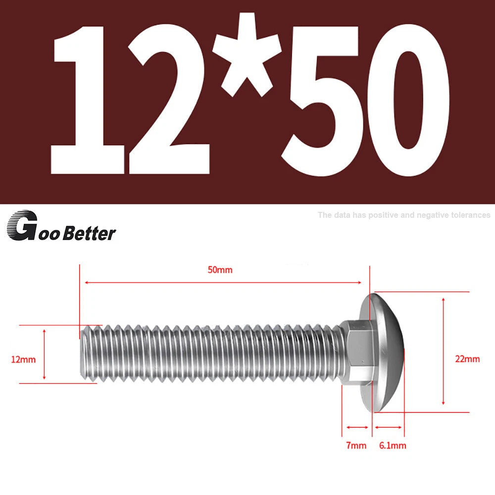 M4–M12 Carriage Bolts A2 Stainless Steel | Cup Square Neck Screws