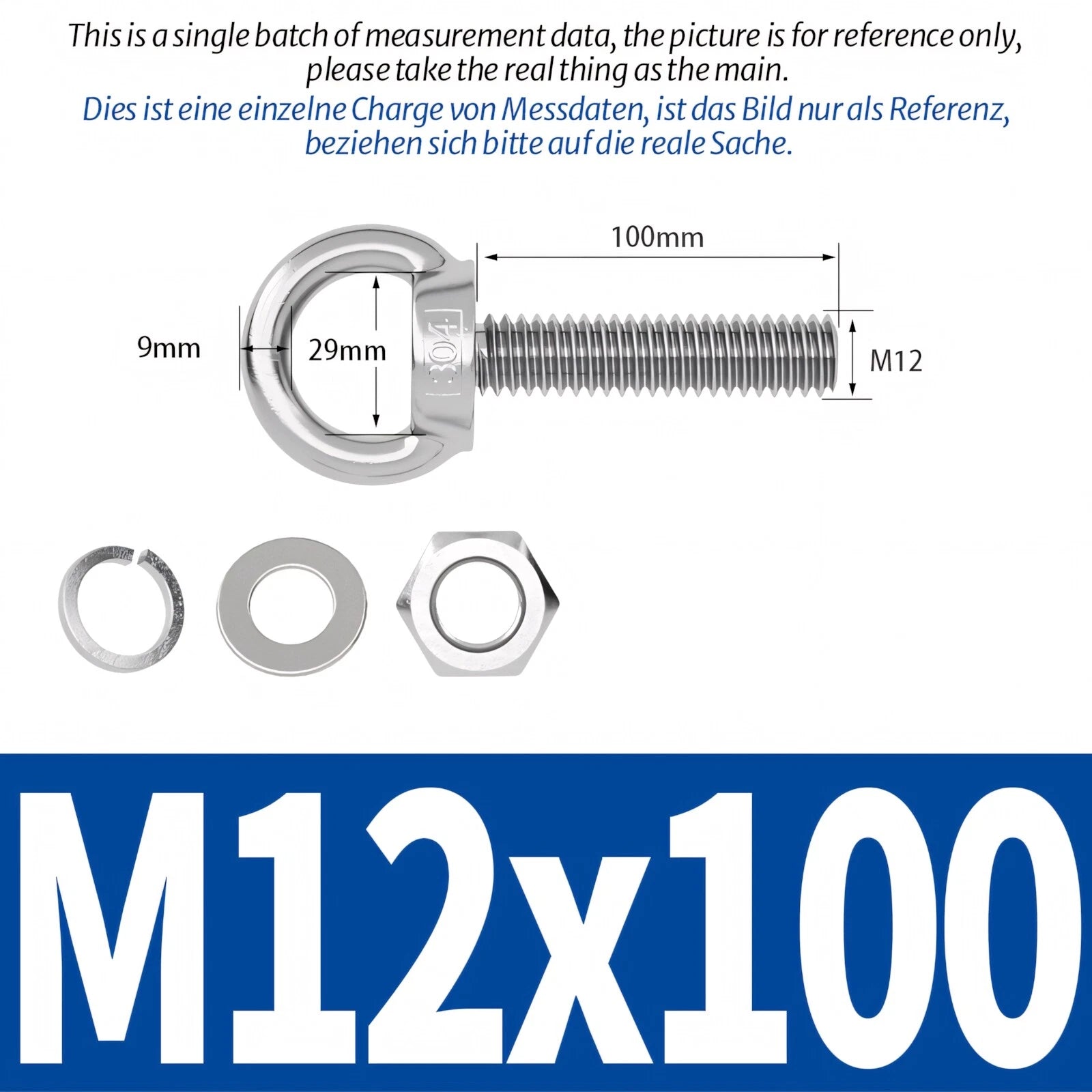 M3 M4 M5 - M20 Eye Bolts Kit Screws Nut Washer Long Boat Stainless Steel A2 304