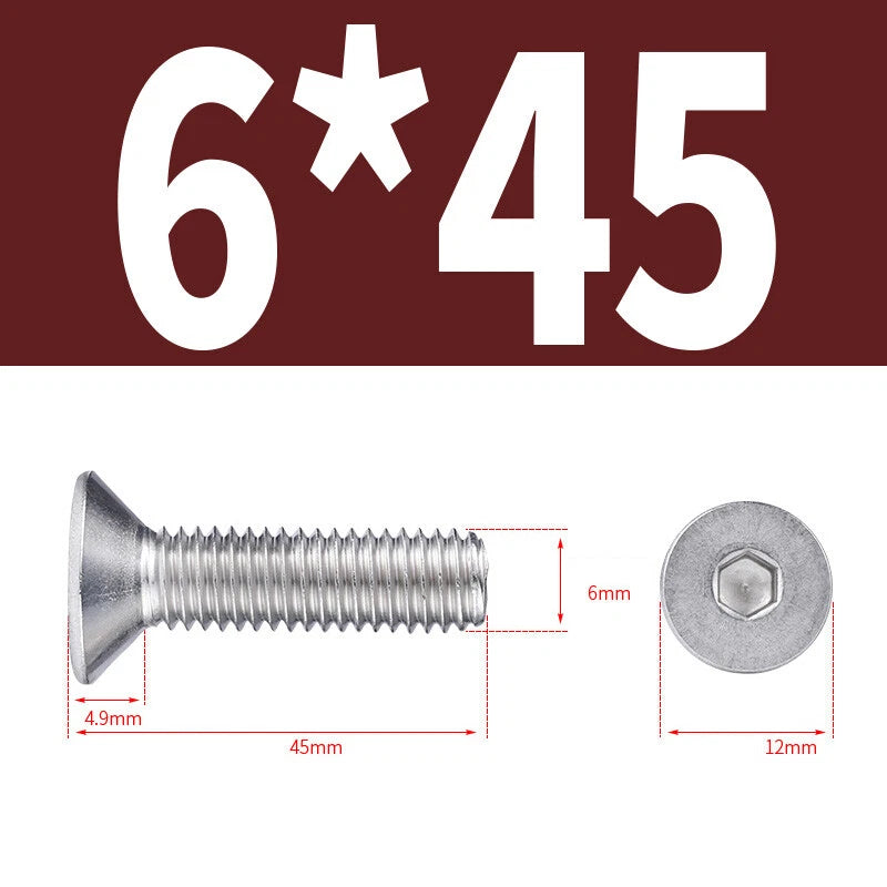 Allen Countersunk Head Screws V4A Steel Hexagon Socket Flat Head Machine Screw