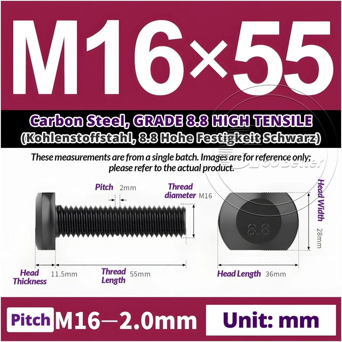 T - Slot Bolts M6 to M20 | Grade 8.8 High Tensile | T - Track Bolts 16mm–500mm - HomeDIYer