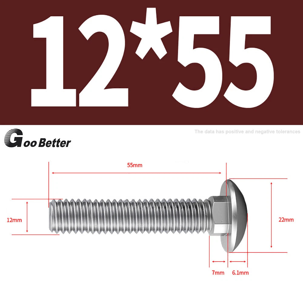 M4–M12 Carriage Bolts A2 Stainless Steel | Cup Square Neck Screws